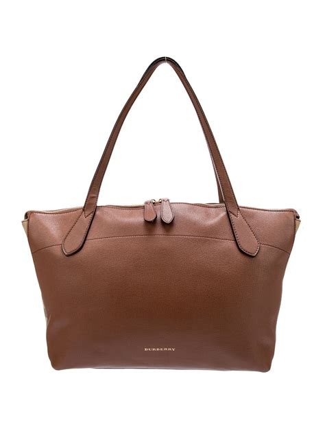 Burberry Welburn House Check Leather Tote 